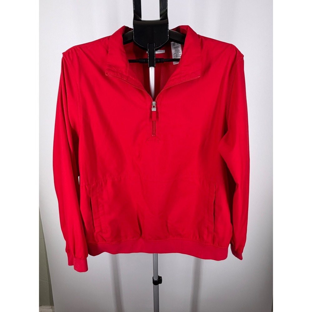 LizGolf Liz Claiborne Red Quarter Zip Windbreaker Jacket Mesh Lined Womens XL